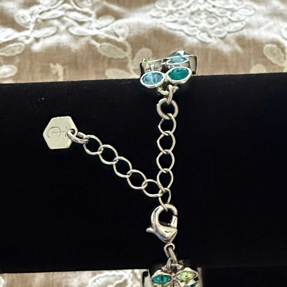 Touchstone Crystal Silver-Tone Aqua & Lime Crystal Bracelet - Picture 3 of 5